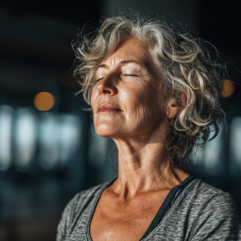 Пожилі люди займаються йогою